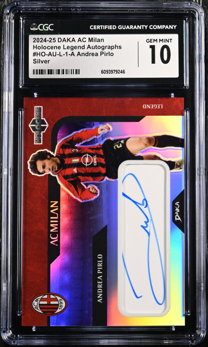 Andrea Pirlo 2024-25 Daka AC Milan Holocene Legends Auto /39 Silver CGC 10