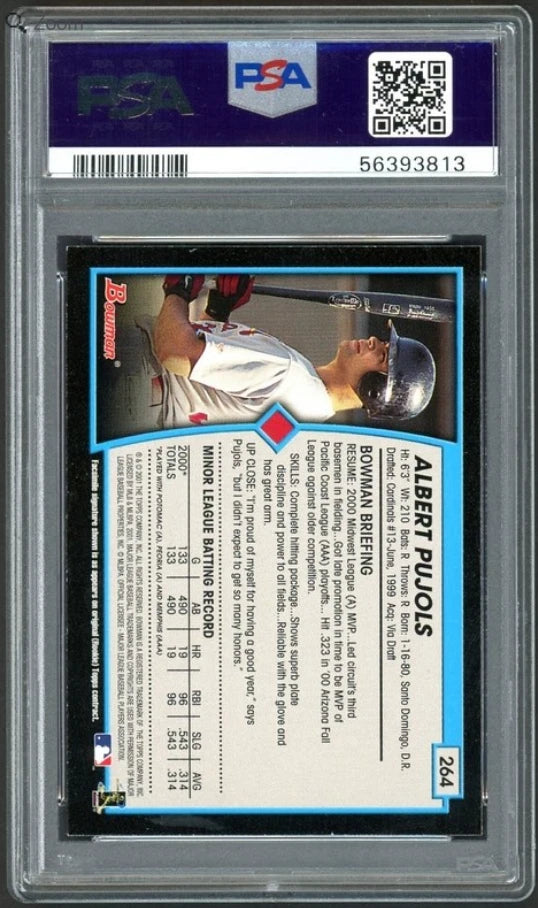 2001 Bowman #264 Albert Pujols Rookie PSA 8 NM/MT Cardinals RC