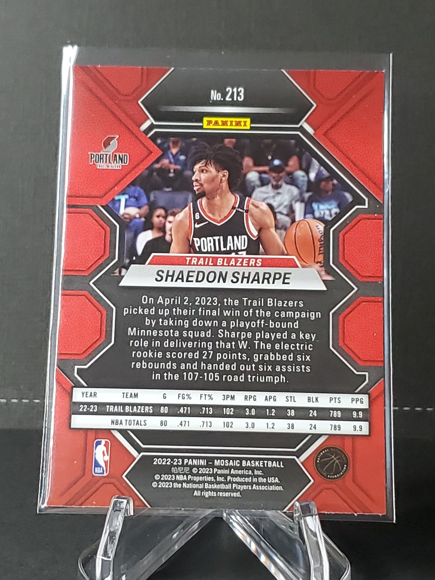 Shaedon Sharpe 2022-2023 Panini Mosaic Basketball RC #213