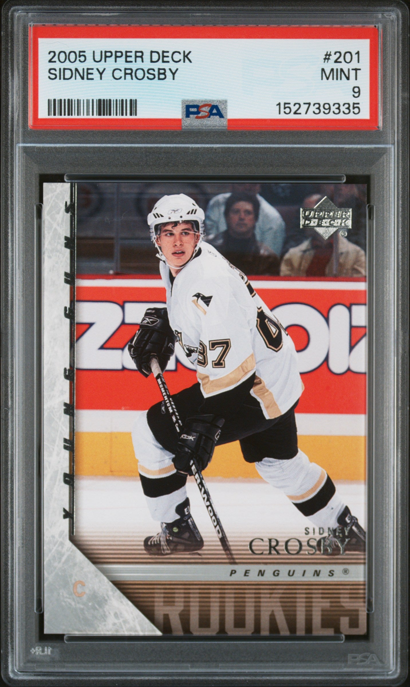 2005 UPPER DECK #201 SIDNEY CROSBY Young Guns PSA 9