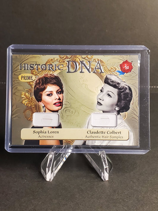 Sophia Loren and Claudette Colbert 2024 Historic Autographs Prime Volume II DNA Hair Samples RARE /10