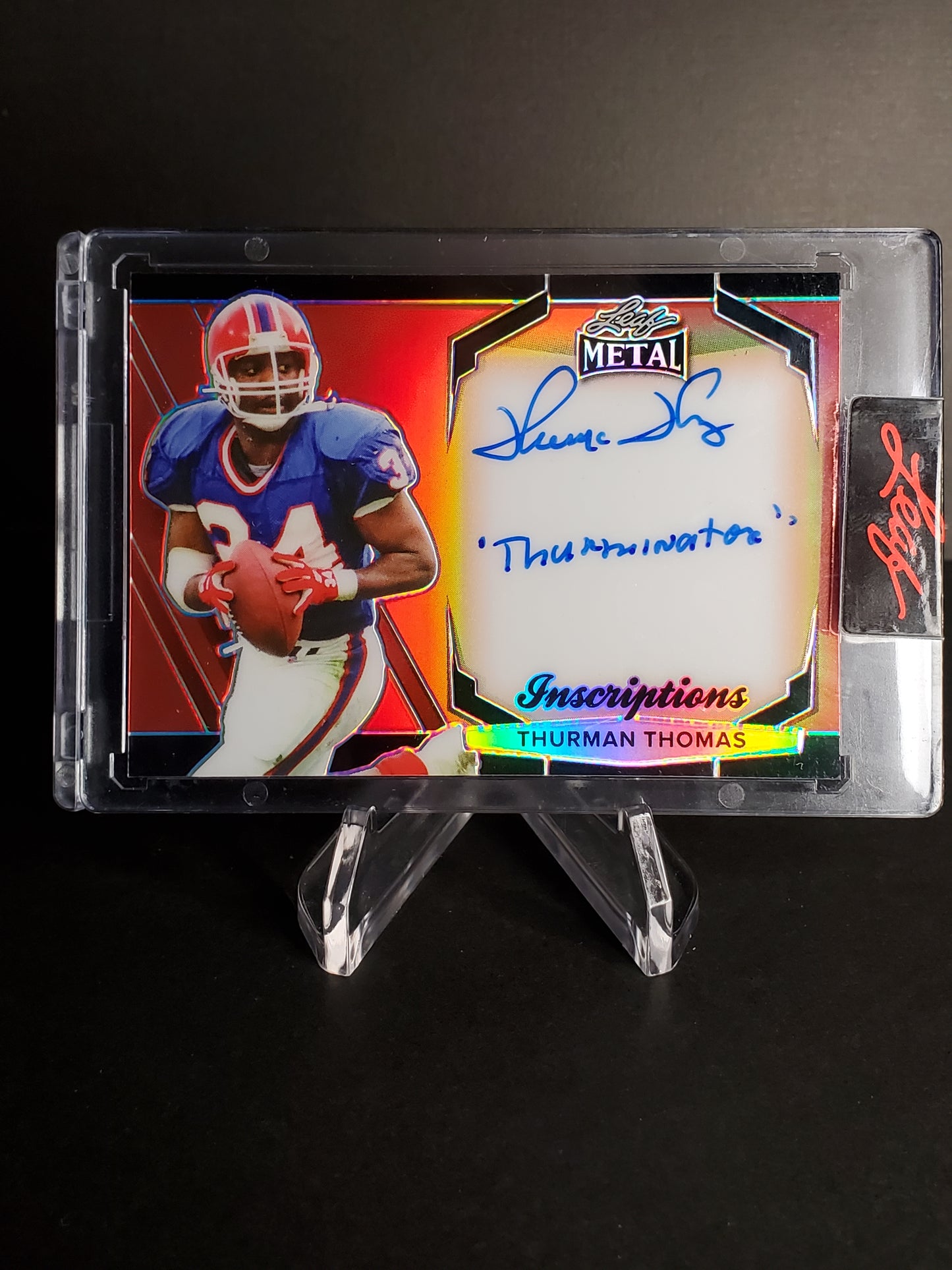 Thurman Thomas 2024 Leaf Heroes Metal Inscriptions THURMINATOR AUTO /100