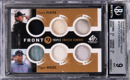 2014 SP Game Used Front Nine Fabrics #F93-PW Gary Player/Tiger Woods /10 BGS 9