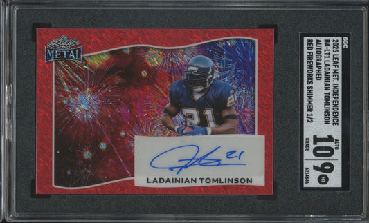 2025 Leaf Metal Independence Day LADAINIAN TOMLINSON /2 Mint SGC 9 GEM 10 AUTO