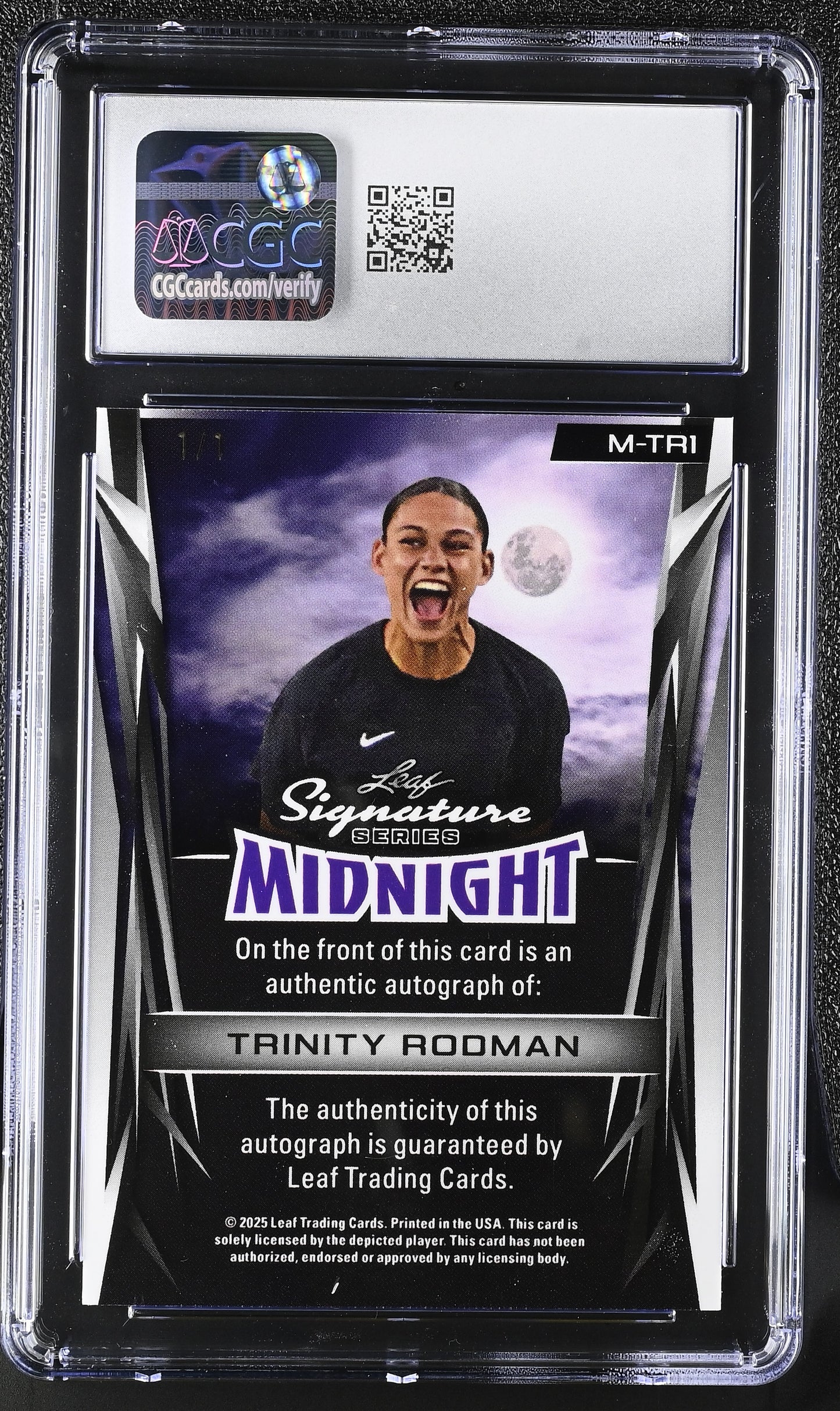 2025 Leaf Midnight Lava TRINITY RODMAN 1/1 AUTO Autograph Mint+ CGC 9.5 / 10 USA