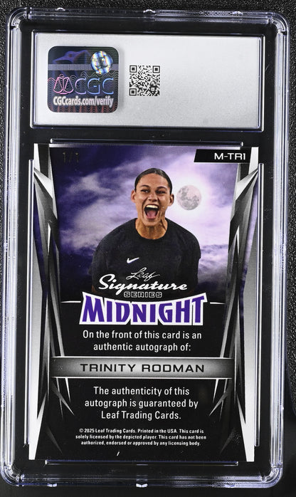 2025 Leaf Midnight Lava TRINITY RODMAN 1/1 AUTO Autograph Mint+ CGC 9.5 / 10 USA