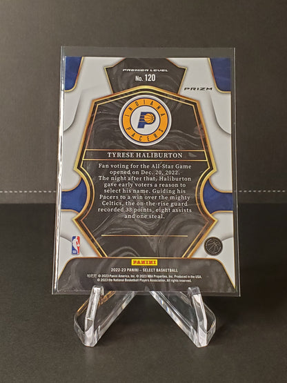 Tyrese Haliburton 2022-2023 Panini Select Basketball Premier Prizm #120