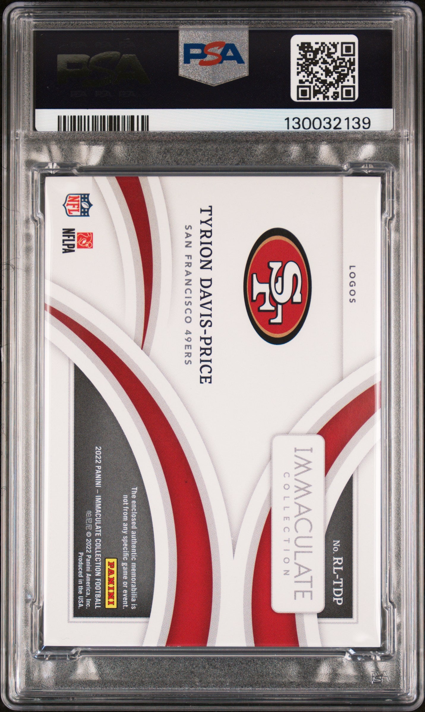 2022 Panini Immaculate Tyrion Davis-Price Rookie JUMBO Logos Patch #RLTDP RC